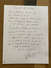 Load image into Gallery viewer, Handwritten “Turn of the Century” Lyrics (One of a Kind)